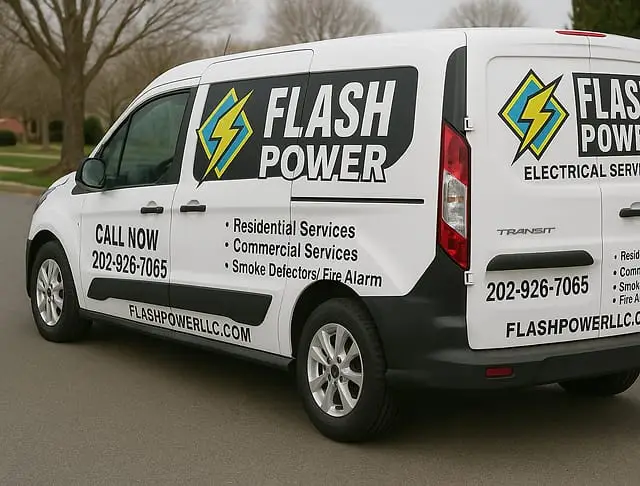 Van advertising electrical services company