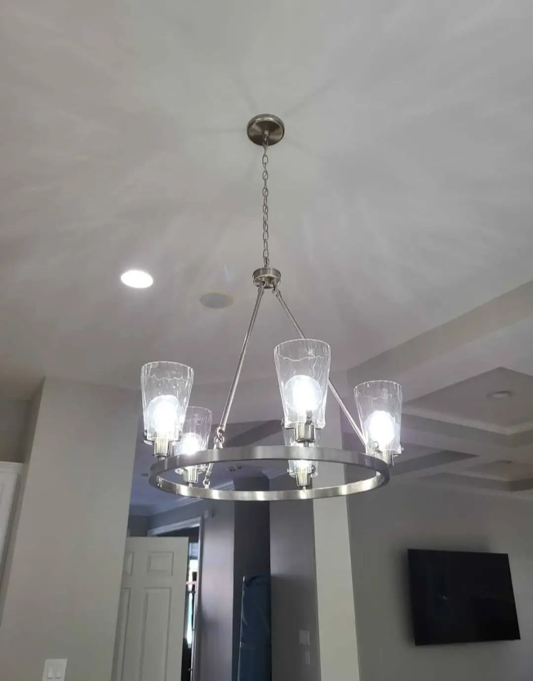 Modern chandelier with glass shades